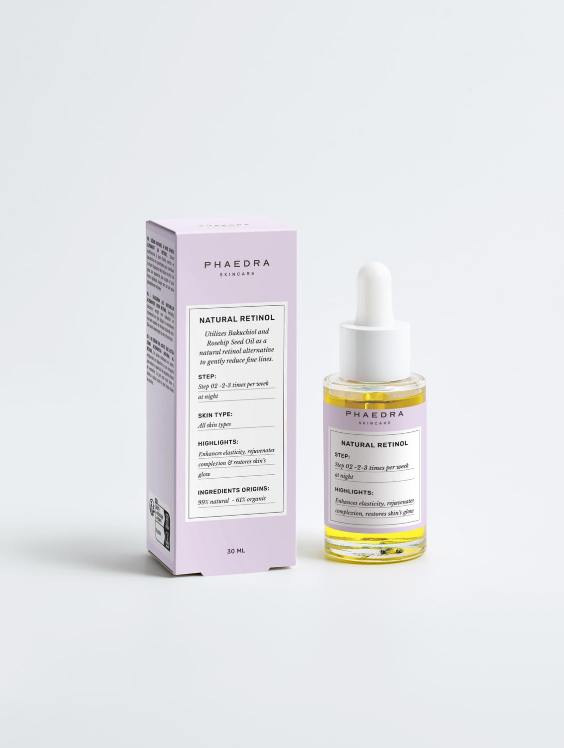 Bakuchiol Serum with Rosehip Seed Oil for anti-aging and radiant skin.
