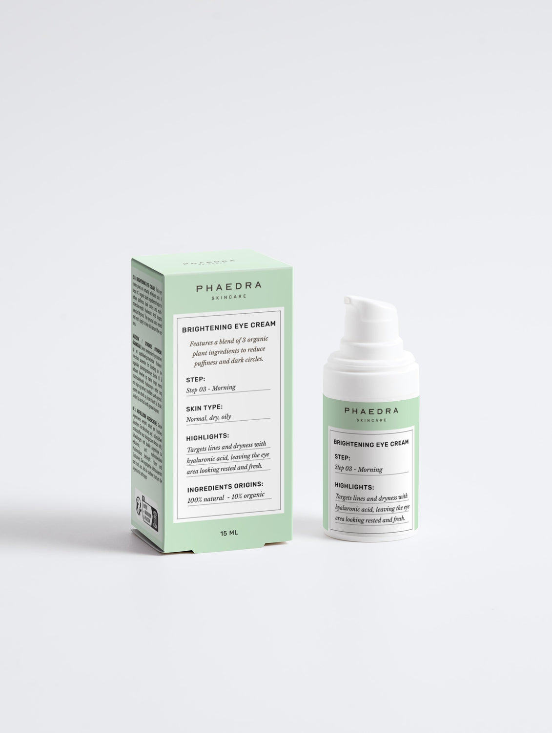 Brightening Eye Cream packaging with product bottle.